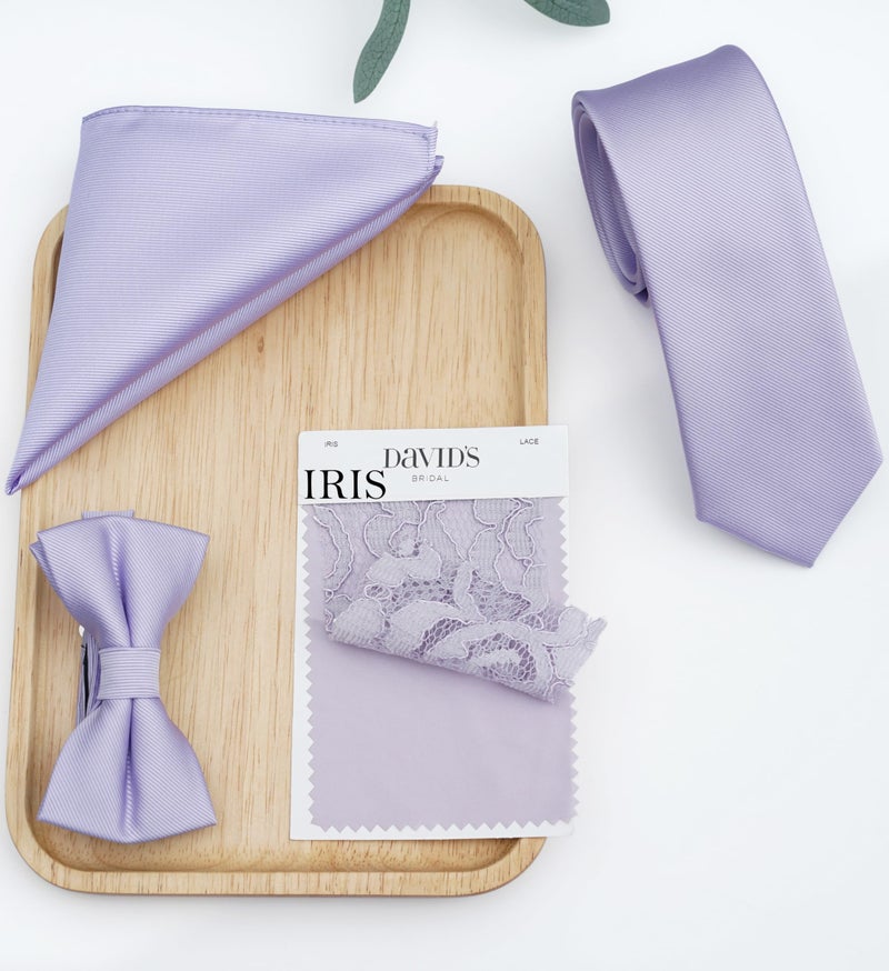 ZENXUS Solid Skinny Ties for Men, 2.5 inch Slim Lilac Lavender Ties Bulk for Wedding and Activities, 5-Pack - Image 5